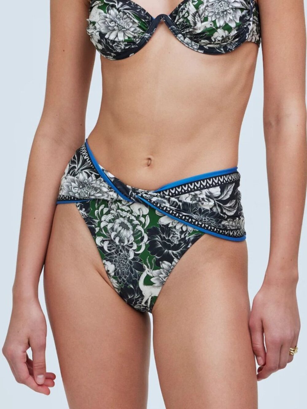 New! Agua Bendita Green Multi Lily Bikini Bottom Size Small 39306